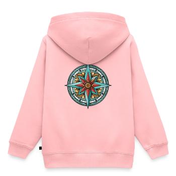 Kompass Wegweiser Travel - Kinder Premium Organic Hoodie - Rosa - Hinten - AI Model Kid Female (0cm)
