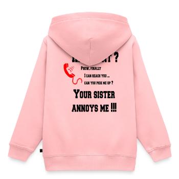 Salut tante? ta sœur m'ennuie! - Sweat Premium à capuche enfant bio - rose - Dos - AI Model Kid Female (0cm)