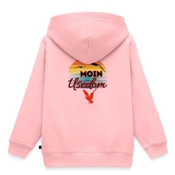 Moin Usedom with seagull in retro style island Usedom - Kids Premium Organic Hoodie - rose - Back - AI Model Kid Female (0cm)
