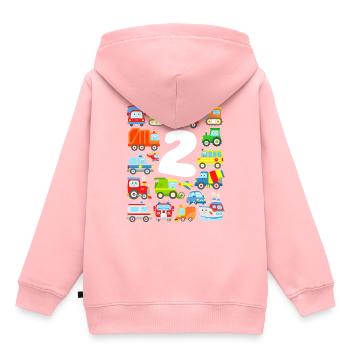 Enfants voitures en bas âge anniversaire 2 ans véhicule - Sweat Premium à capuche enfant bio - rose - Dos - AI Model Kid Female (0cm)