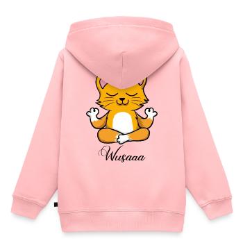 Auszeit Durchatmen Wusaaa Katze - Kinder Premium Organic Hoodie - Rosa - Hinten - AI Model Kid Female (0cm)