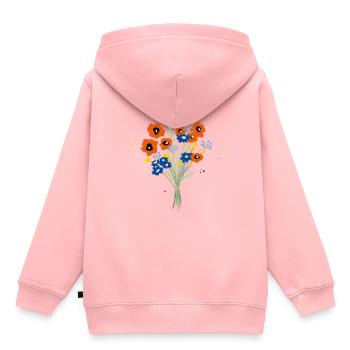 Petites Fleurs - Bouquet Floral - Bouquet - Sweat Premium à capuche enfant bio - rose - Dos - AI Model Kid Female (0cm)