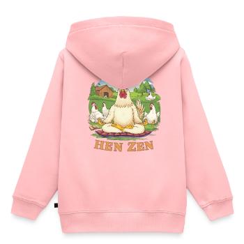 Hen Zen Hahn Meditation Yoga Hühner Bauernhof - Kinder Premium Organic Hoodie - Rosa - Hinten - AI Model Kid Female (0cm)