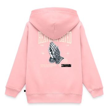 La foi céleste sauvée priant Jésus-Christ - Sweat Premium à capuche enfant bio - rose - Dos - AI Model Kid Female (0cm)