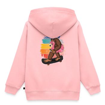 Flamingo Squatch Skateboard Amateurs de flamants roses - Sweat Premium à capuche enfant bio - rose - Dos - AI Model Kid Female (0cm)