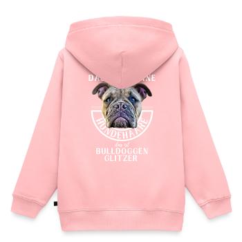 BULLDOGGEN GLITZER ...Bulldogge Bulldog Bulldoggen - Kinder Premium Organic Hoodie - Rosa - Hinten - AI Model Kid Female (0cm)