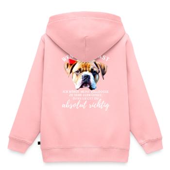 BULLDOGGE VERWÖHNEN Bulldog Bulldogge Bulldoggen - Kinder Premium Organic Hoodie - Rosa - Hinten - AI Model Kid Female (0cm)