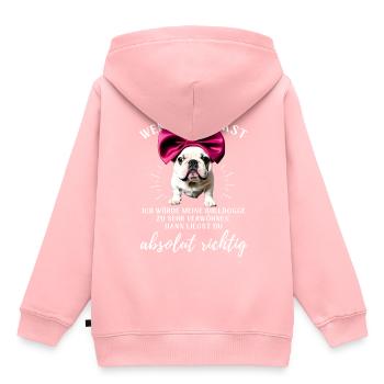 BULLDOGGE VERWÖHNEN Bulldog Bulldogge Bulldoggen - Kinder Premium Organic Hoodie - Rosa - Hinten - AI Model Kid Female (0cm)