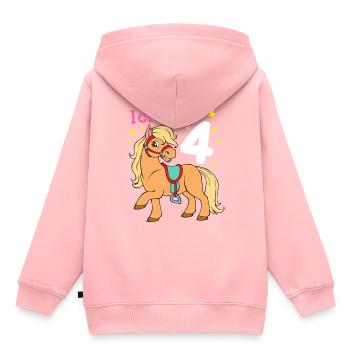 Freches Pony 4. Geburtstag Mädchen Pferd Reiten - Kinder Premium Organic Hoodie - Rosa - Hinten - AI Model Kid Female (0cm)
