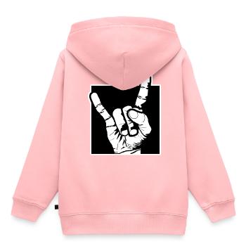 Pommesgabel Heavy Metal - Kinder Premium Organic Hoodie - Rosa - Hinten - AI Model Kid Female (0cm)