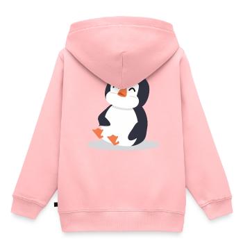 Pinguin - Kinder Premium Organic Hoodie - Rosa - Hinten - AI Model Kid Female (0cm)