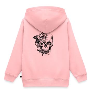 Kran und Blumen - Kinder Premium Organic Hoodie - Rosa - Hinten - AI Model Kid Female (0cm)