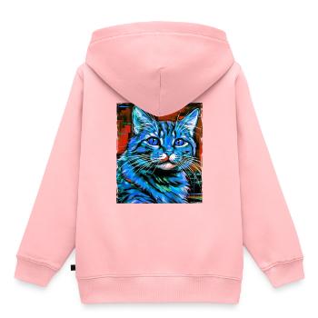 Katze Porträt - Kinder Premium Organic Hoodie - Rosa - Hinten - AI Model Kid Female (0cm)