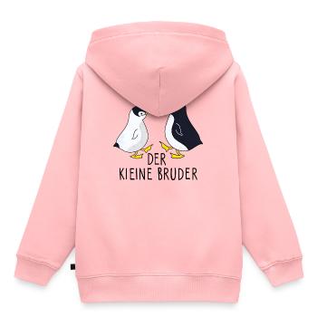 Der kleine Bruder (Pinguin) - Kinder Premium Organic Hoodie - Rosa - Hinten - AI Model Kid Female (0cm)