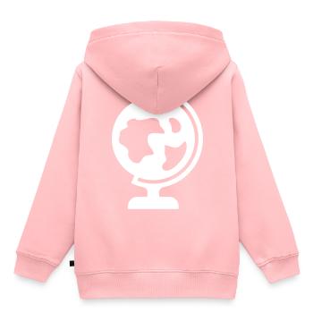 Globus symbol icon - Kinder Premium Organic Hoodie - Rosa - Hinten - AI Model Kid Female (0cm)