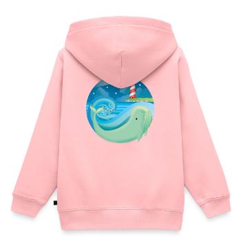 baleine - Sweat Premium à capuche enfant bio - rose - Dos - AI Model Kid Female (0cm)