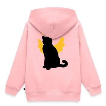 Chat aux ailes d'ange et halo - Sweat Premium à capuche enfant bio - rose - Dos - AI Model Kid Female (0cm)