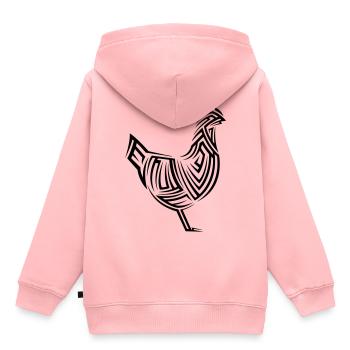 Huhn Tribal Tattoo - Kinder Premium Organic Hoodie - Rosa - Hinten - AI Model Kid Female (0cm)