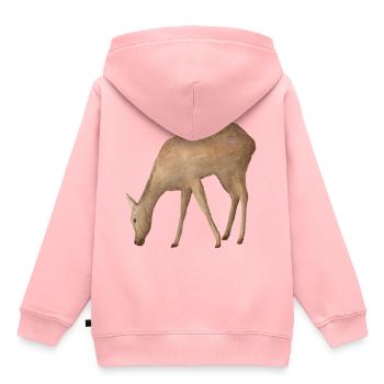 Reh - Kinder Premium Organic Hoodie - Rosa - Hinten - AI Model Kid Female (0cm)
