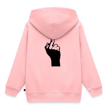 Den Stinkefinger zeigen - Kinder Premium Organic Hoodie - Rosa - Hinten - AI Model Kid Female (0cm)