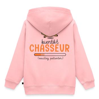 chasseur bientôt chasseur chasseurs en cours - Sweat Premium à capuche enfant bio - rose - Dos - AI Model Kid Female (0cm)