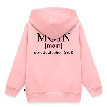 Moin Gruß mit Lautschrift - Kinder Premium Organic Hoodie - Rosa - Hinten - AI Model Kid Female (0cm)