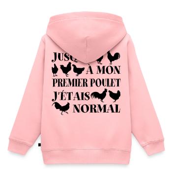 Silhouettes de poules phrase drôle sur les poules - Sweat Premium à capuche enfant bio - rose - Dos - AI Model Kid Female (0cm)