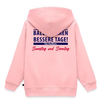 Bald kommen bessere Tage - Samstag und Sonntag - Kinder Premium Organic Hoodie - Rosa - Hinten - AI Model Kid Female (0cm)