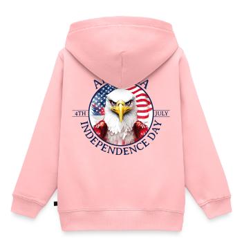 Un aigle - Jour de l’indépendance des Américains - Sweat Premium à capuche enfant bio - rose - Dos - AI Model Kid Female (0cm)