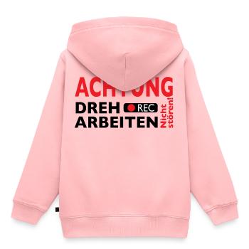 Achtung Dreharbeiten - Nicht stören! - Kinder Premium Organic Hoodie - Rosa - Hinten - AI Model Kid Female (0cm)