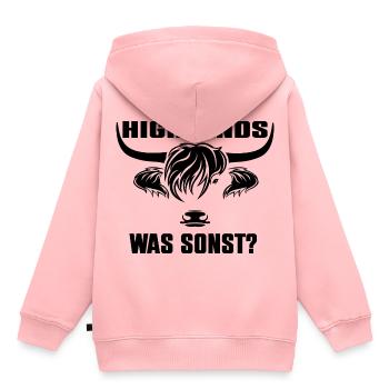 Highlands was sonst - robuste Highland Rinder - Kinder Premium Organic Hoodie - Rosa - Hinten - AI Model Kid Female (0cm)