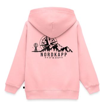 NordKapp Nord Nordkap - Kinder Premium Organic Hoodie - Rosa - Hinten - AI Model Kid Female (0cm)