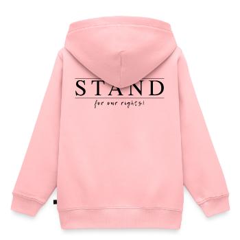 Défendons nos droits - Sweat Premium à capuche enfant bio - rose - Dos - AI Model Kid Female (0cm)