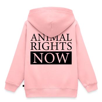 ANIMAL RIGHTS NOW - Kinder Premium Organic Hoodie - Rosa - Hinten - AI Model Kid Female (0cm)