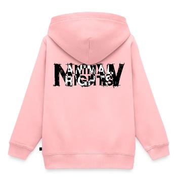 DROITS ANIMAUX NOW_03 - Sweat Premium à capuche enfant bio - rose - Dos - AI Model Kid Female (0cm)
