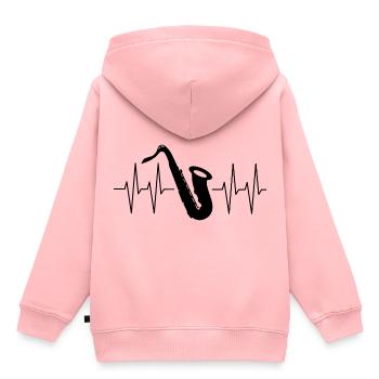 Ich spiele Saxofon Herzschlag mit Saxofon - Kinder Premium Organic Hoodie - Rosa - Hinten - AI Model Kid Female (0cm)