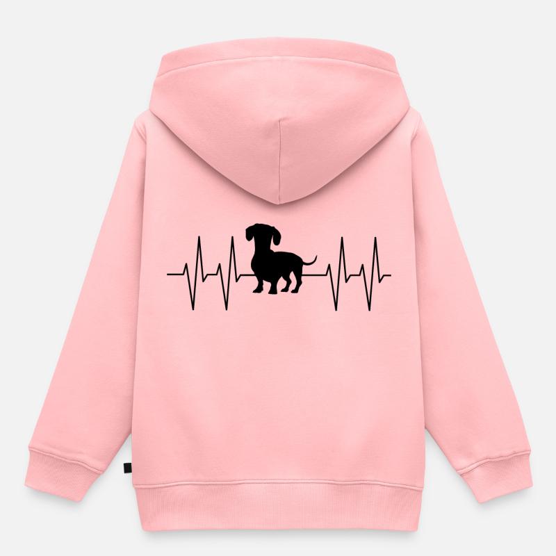 Teckel Teckel avec ligne de cœur mon teckel - Sweat Premium à capuche enfant bio - rose