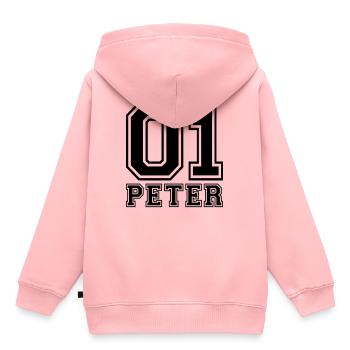 Peter - Nom - Sweat Premium à capuche enfant bio - rose - Dos - AI Model Kid Female (0cm)