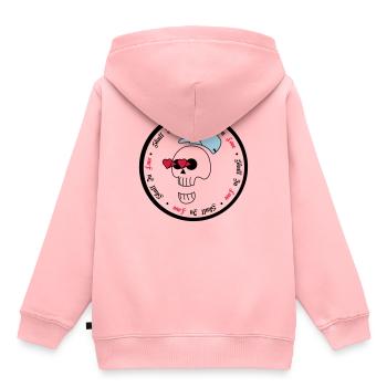 crâne dans l'amour - halloweem - crâne - Sweat Premium à capuche enfant bio - rose - Dos - AI Model Kid Female (0cm)