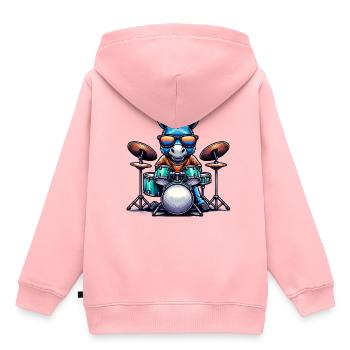 Global - Noir sans Japon Modèle - Sweat Premium à capuche enfant bio - rose - Dos - AI Model Kid Female (0cm)