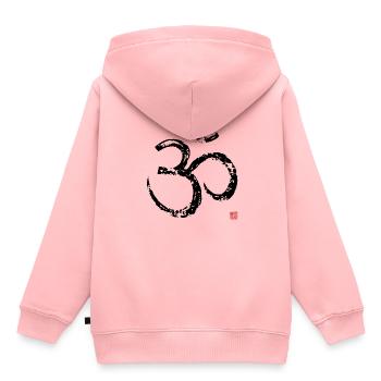 OM peinture noire - Sweat Premium à capuche enfant bio - rose - Dos - AI Model Kid Female (0cm)