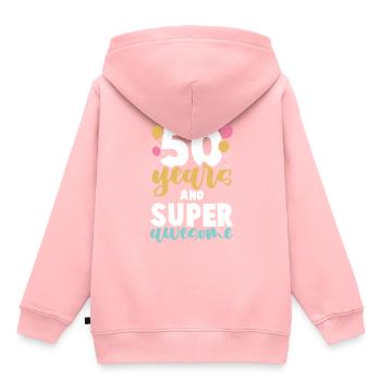 50 ans d’anniversaire - Sweat Premium à capuche enfant bio - rose - Dos - AI Model Kid Female (0cm)