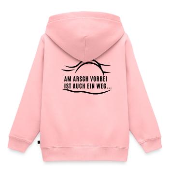 Am Arsch vorbei ist auch ein Weg... - Kinder Premium Organic Hoodie - Rosa - Hinten - AI Model Kid Female (0cm)