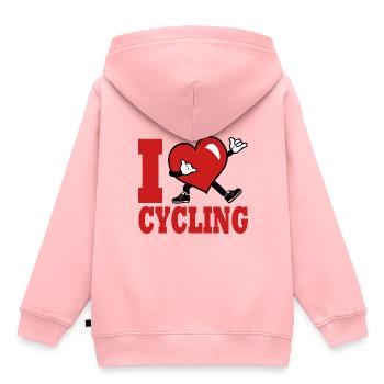 Ich liebe Radfahren, Radfahren, Radfahren, Radfahren - Kinder Premium Organic Hoodie - Rosa - Hinten - AI Model Kid Female (0cm)