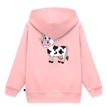 Vache laitière - Sweat Premium à capuche enfant bio - rose - Dos - AI Model Kid Female (0cm)