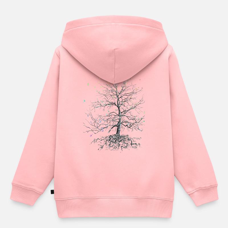 Arbre en fleurs - Sweat Premium à capuche enfant bio - rose