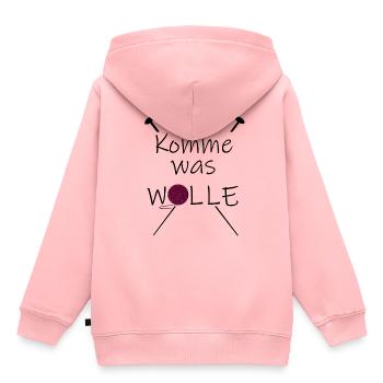 Wolle Spruch Nadeln - Kinder Premium Organic Hoodie - Rosa - Hinten - AI Model Kid Female (0cm)