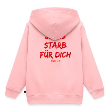 Jesus Christus starb für deine Sünden - Kinder Premium Organic Hoodie - Rosa - Hinten - AI Model Kid Female (0cm)