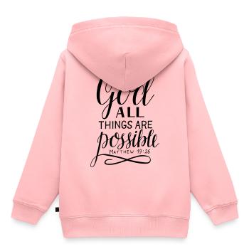 Avec Dieu - Sweat Premium à capuche enfant bio - rose - Dos - AI Model Kid Female (0cm)