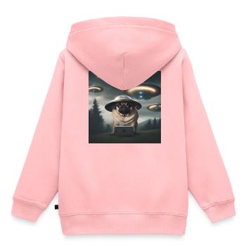 UFO - Kinder Premium Organic Hoodie - Rosa - Hinten - AI Model Kid Female (0cm)